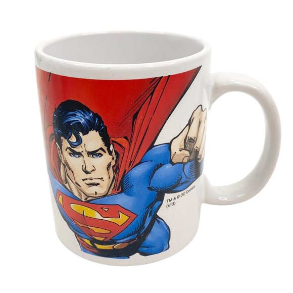 Superman TM DC Comics Coffee Mug 12 fl oz Flying Chest Fist Logo Ceramic - Picture 1 of 8
